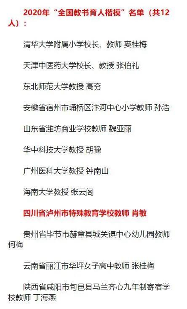 四川唯一！與鐘南山一起，江陽教師肖敏獲評“全國教書育人楷?！?圖1)